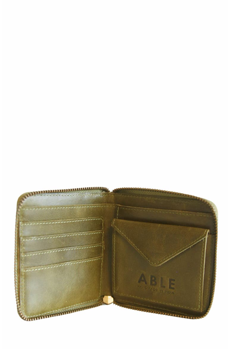 Helina Small Zip Around Wallet, Alternate, color, Perforated Moss