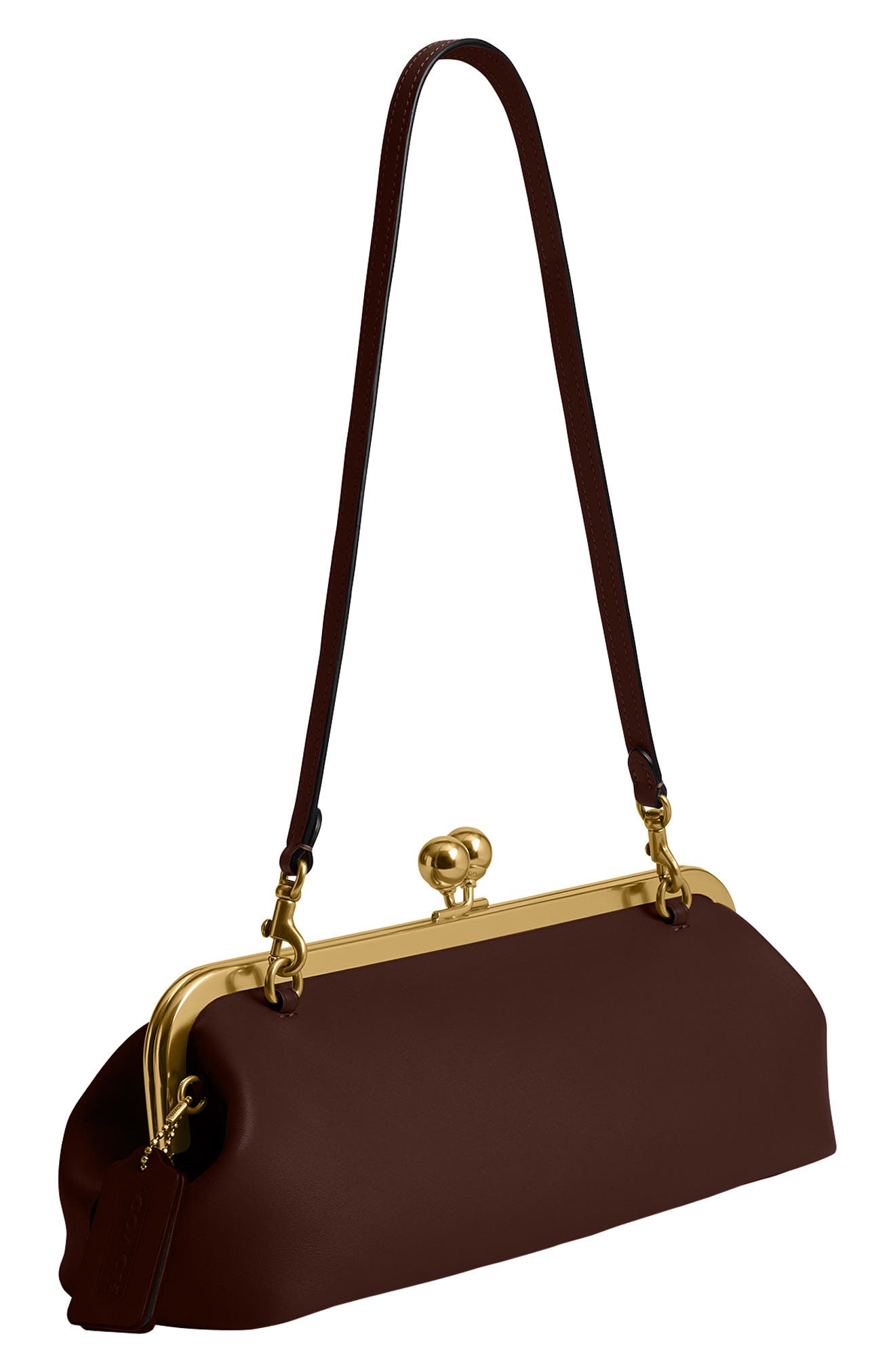 Kisslock Frame Bag 30 Leather Clutch, Alternate, color, B4/ MAPLE