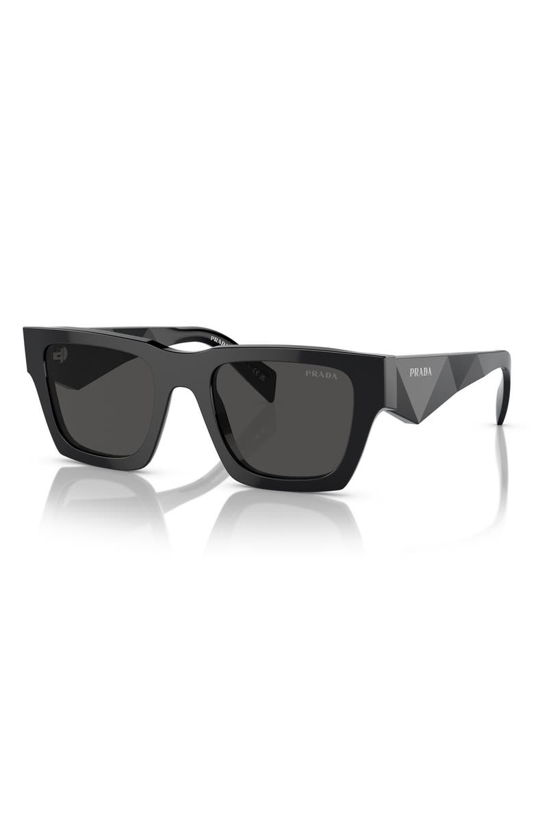 Prada 50mm Pillow Sunglasses, Alternate, color, Black