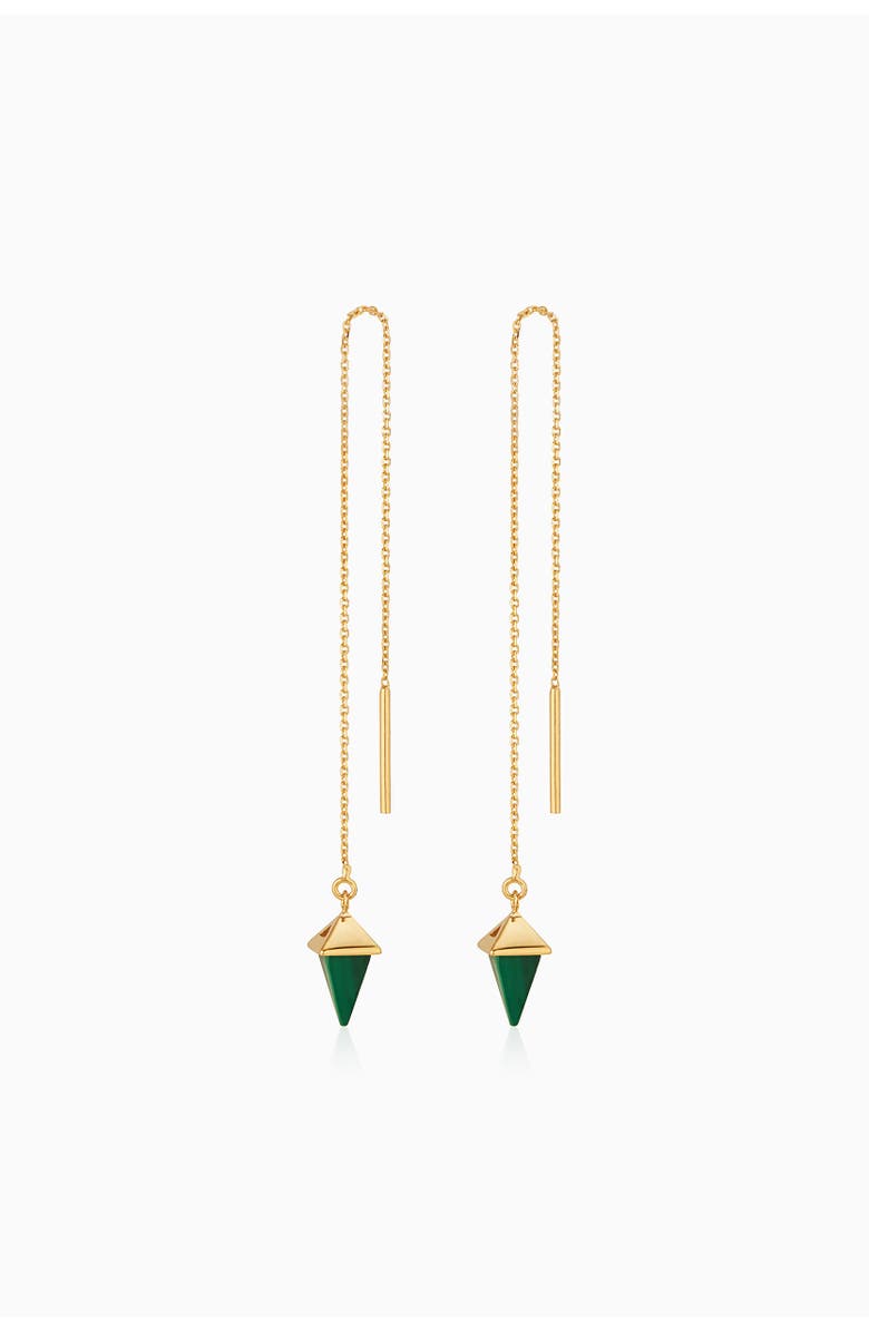 Oradina 14K Gold Prism Point Threaders, Main, color, Gold - Green Malachite