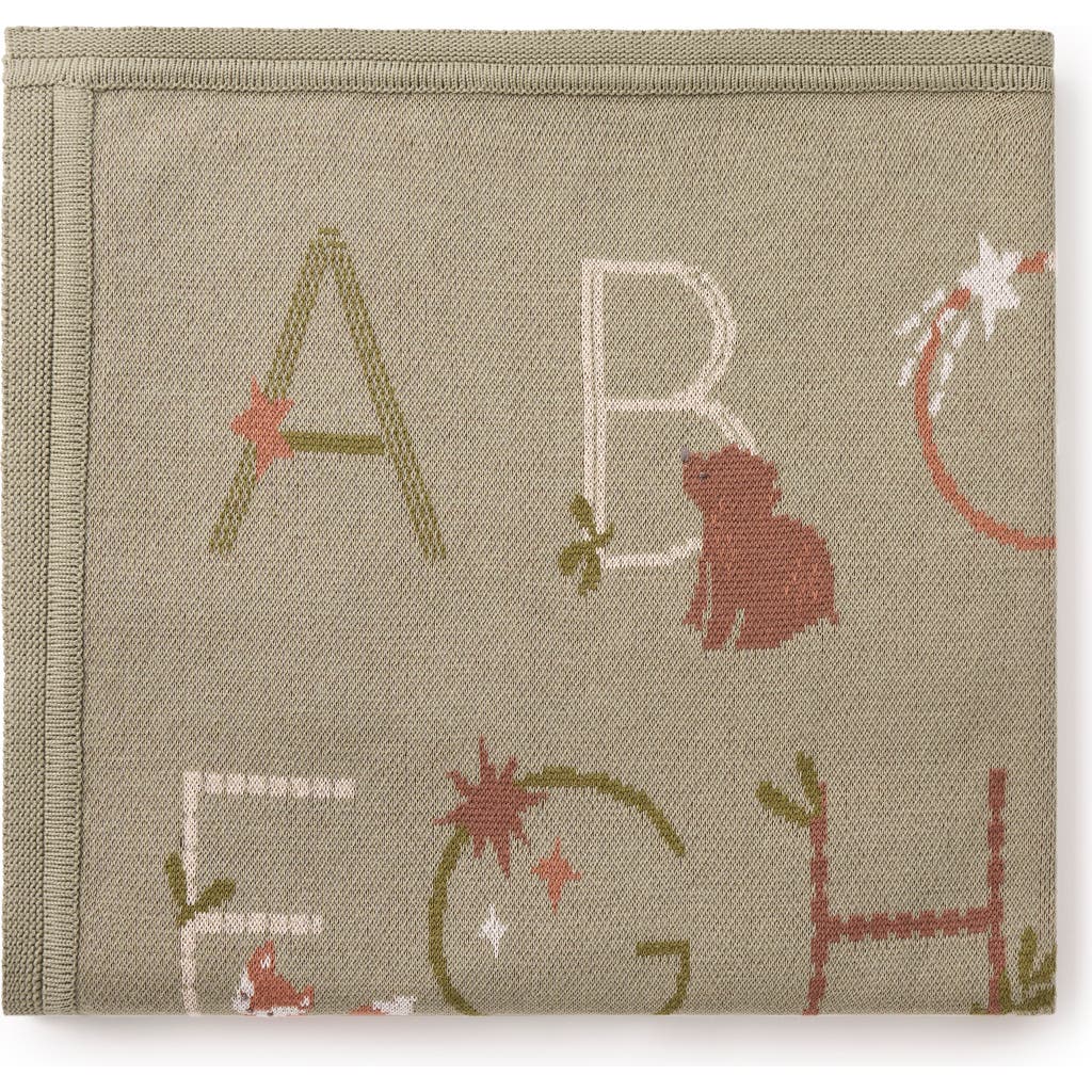 Elegant Baby Alphabet Cotton Knit Blanket in Sage Green  product