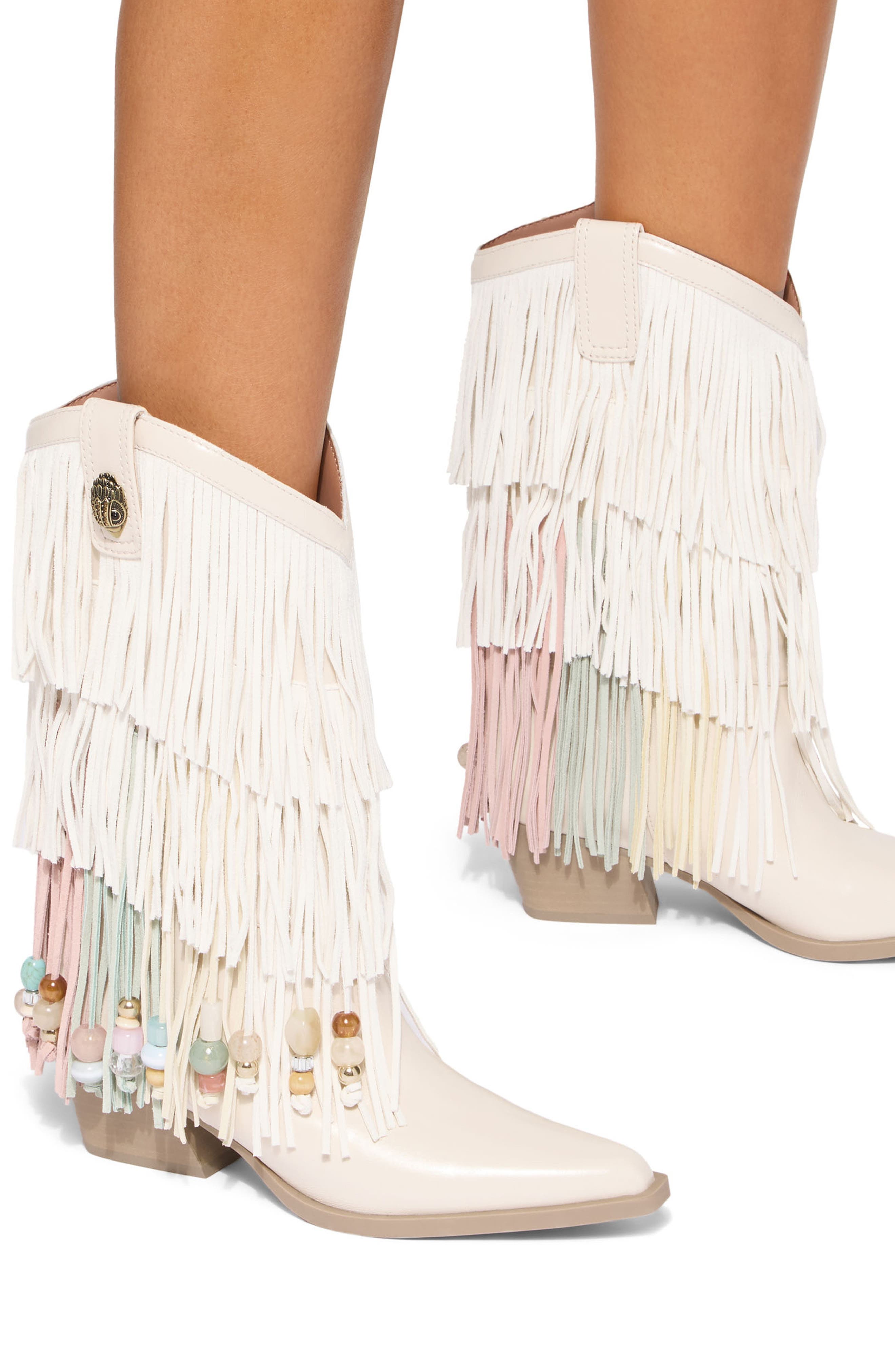 Fringe Western Boot, Alternate, color, OPEN WHITE