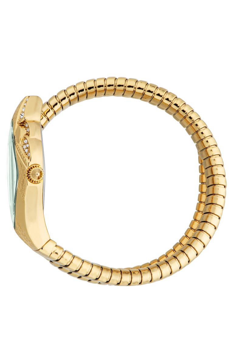 Just Cavalli Snake Wraparound Bracelet Watch, 22mm x 36mm, Alternate, color, Gold/Green