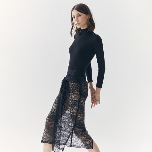 Ats Mila See Thru Lace Skirt In Black