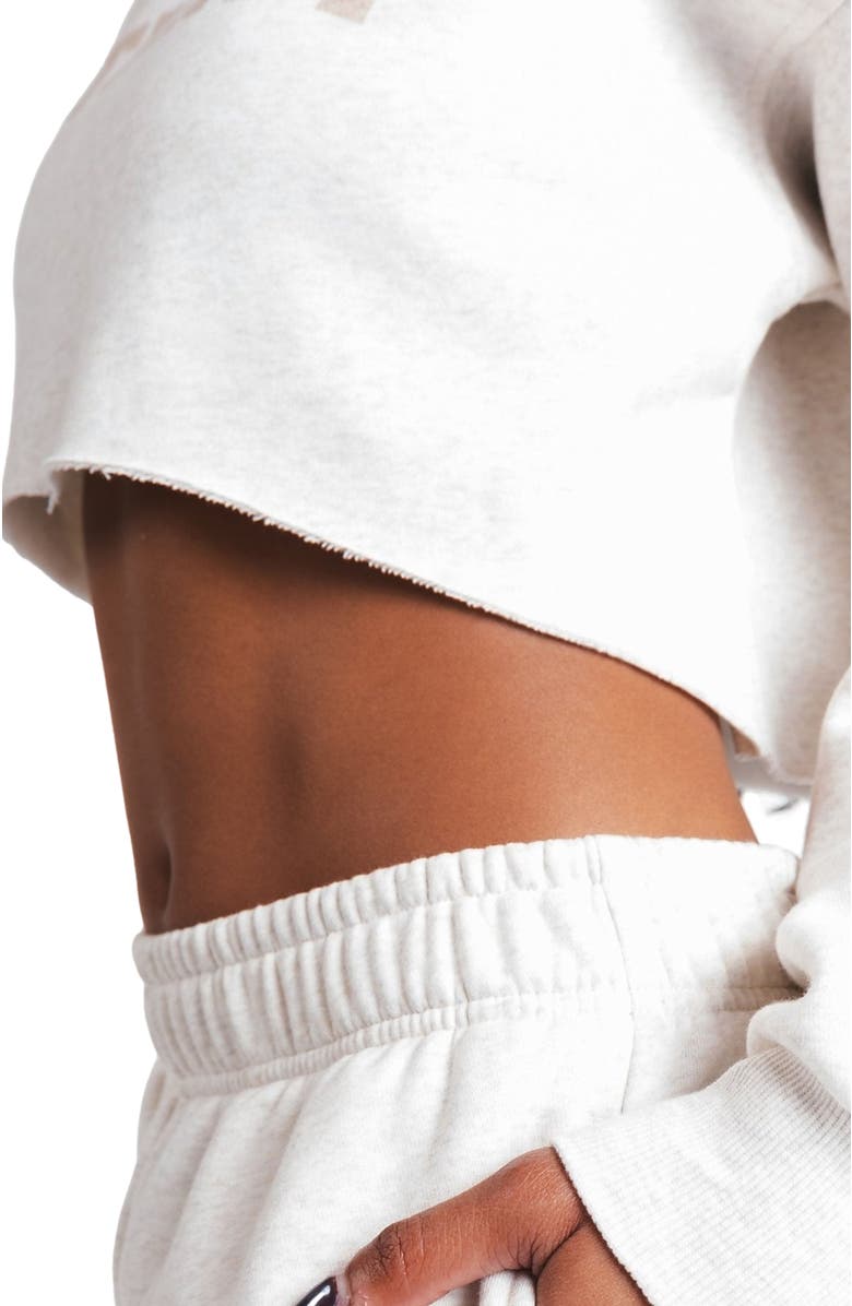 Vitality Cozy Raw Hem Crop, Alternate, color, Oat Marl