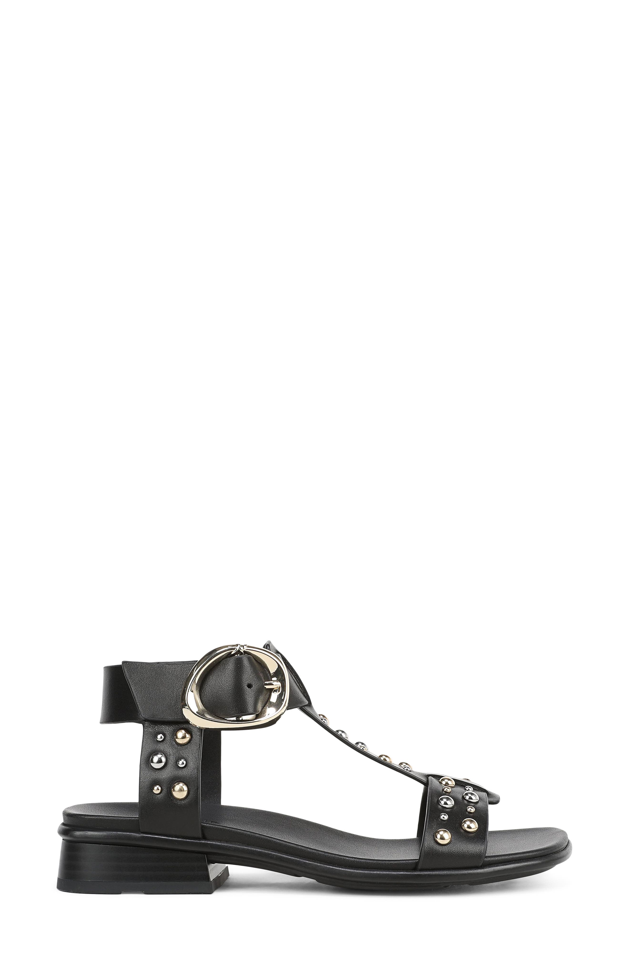 Brandy T-Strap Sandal, Alternate, color, BLACK STUDDED LEATHER