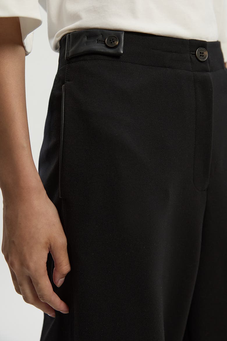 Ponte PU Wide Leg Pants, Alternate, color, Black