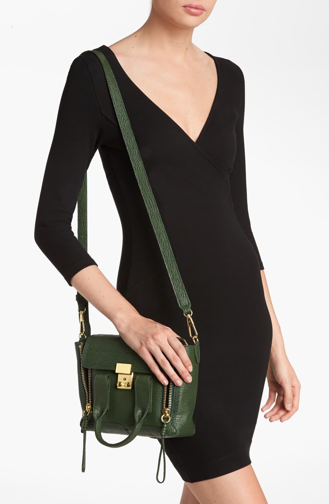 'Mini Pashli' Leather Satchel, Alternate, color, JADE
