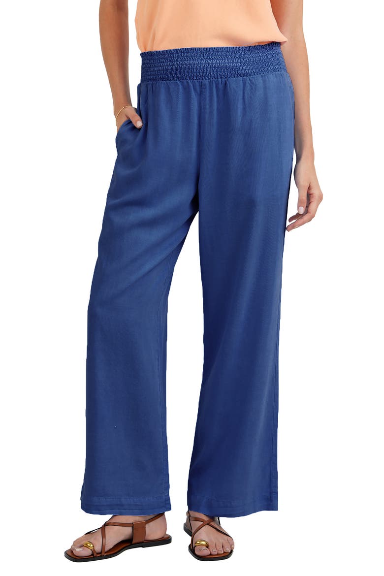 Smock Waist Wide Leg Pants, Main, color, MIDNIGHT SURF