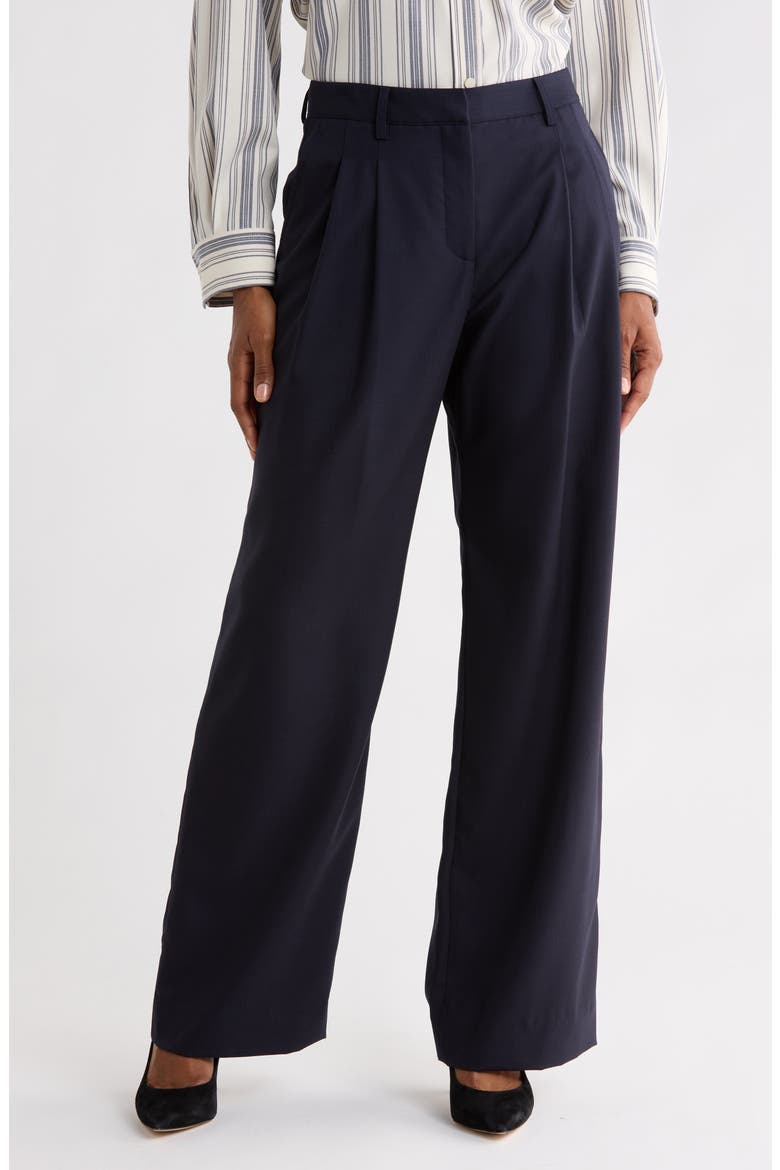 Sulli High Waist Wide Leg Virgin Wool Blend Pants, Main, color, MIDNIGHT
