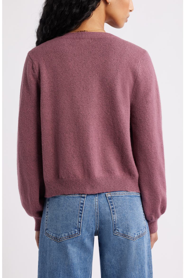 Crewneck Cotton Blend Cardigan, Alternate, color, BURGUNDY SHADE