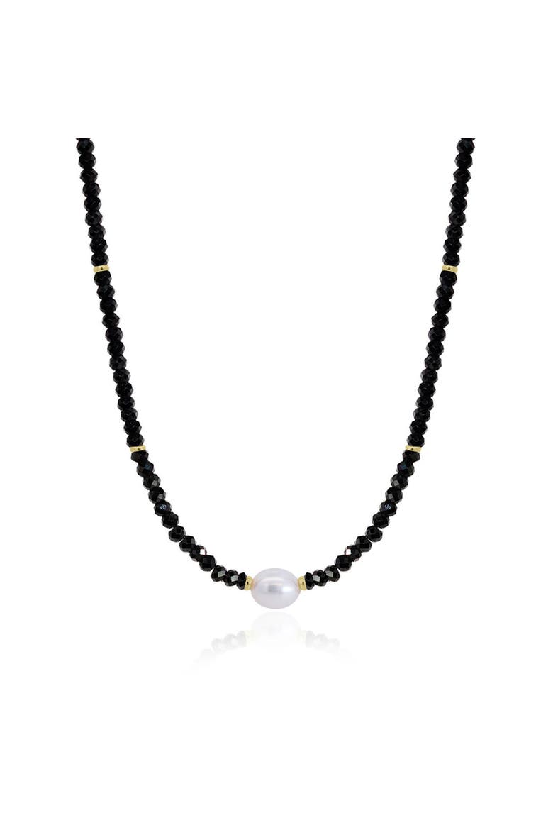 Black Spinel Bead Pearl Necklace, Main, color, Black Spinel
