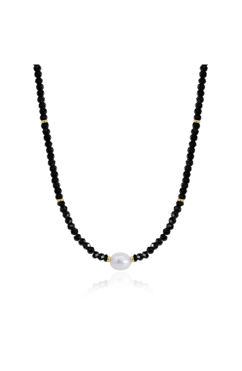 The Lovery Fine Jewelry Black Spinel Bead Pearl Necklace, Main, color, Black Spinel