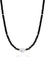 The Lovery Fine Jewelry Black Spinel Bead Pearl Necklace