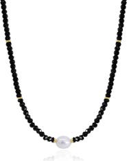 The Lovery Fine Jewelry Black Spinel Bead Pearl Necklace