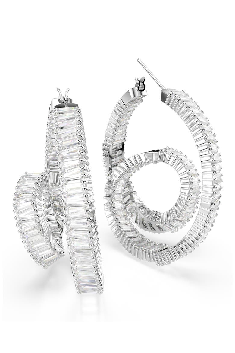 Matrix Twisted Hoop Earrings, Alternate, color, RHODIUM/ WHITE