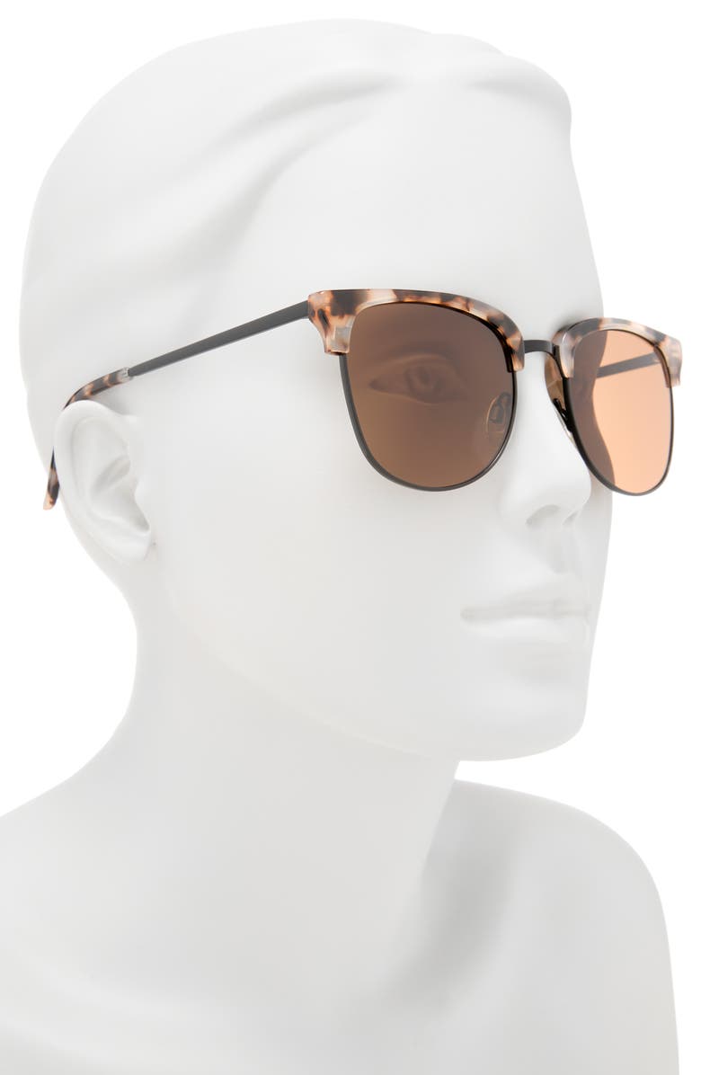QUAY 53mm Evasive Brow Bar Square Sunglasses, Alternate, color, Milky Tortoise/ Brown