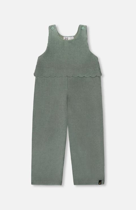 Stretch Velour Faux-Layered Overalls (Toddler & Little Kid)
