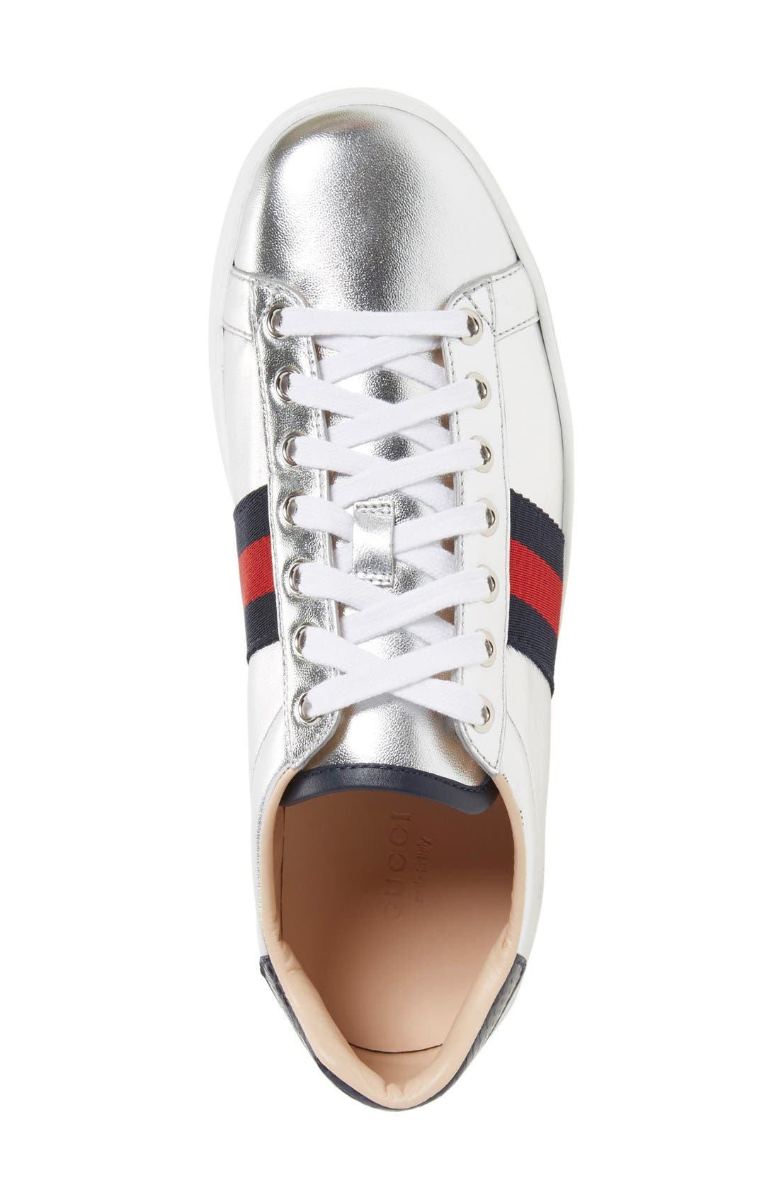 Gucci 'New Ace' Metallic Low Top Sneaker, Alternate, color, 