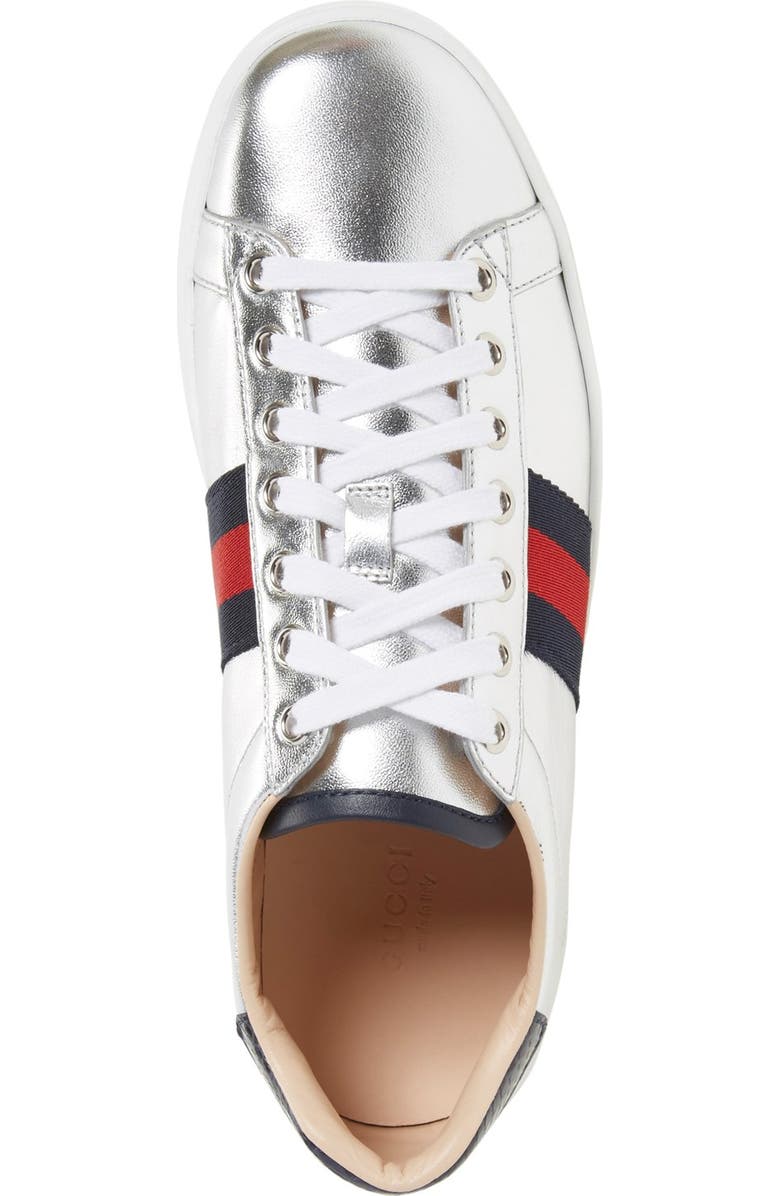 Gucci 'New Ace' Metallic Low Top Sneaker, Alternate, color,