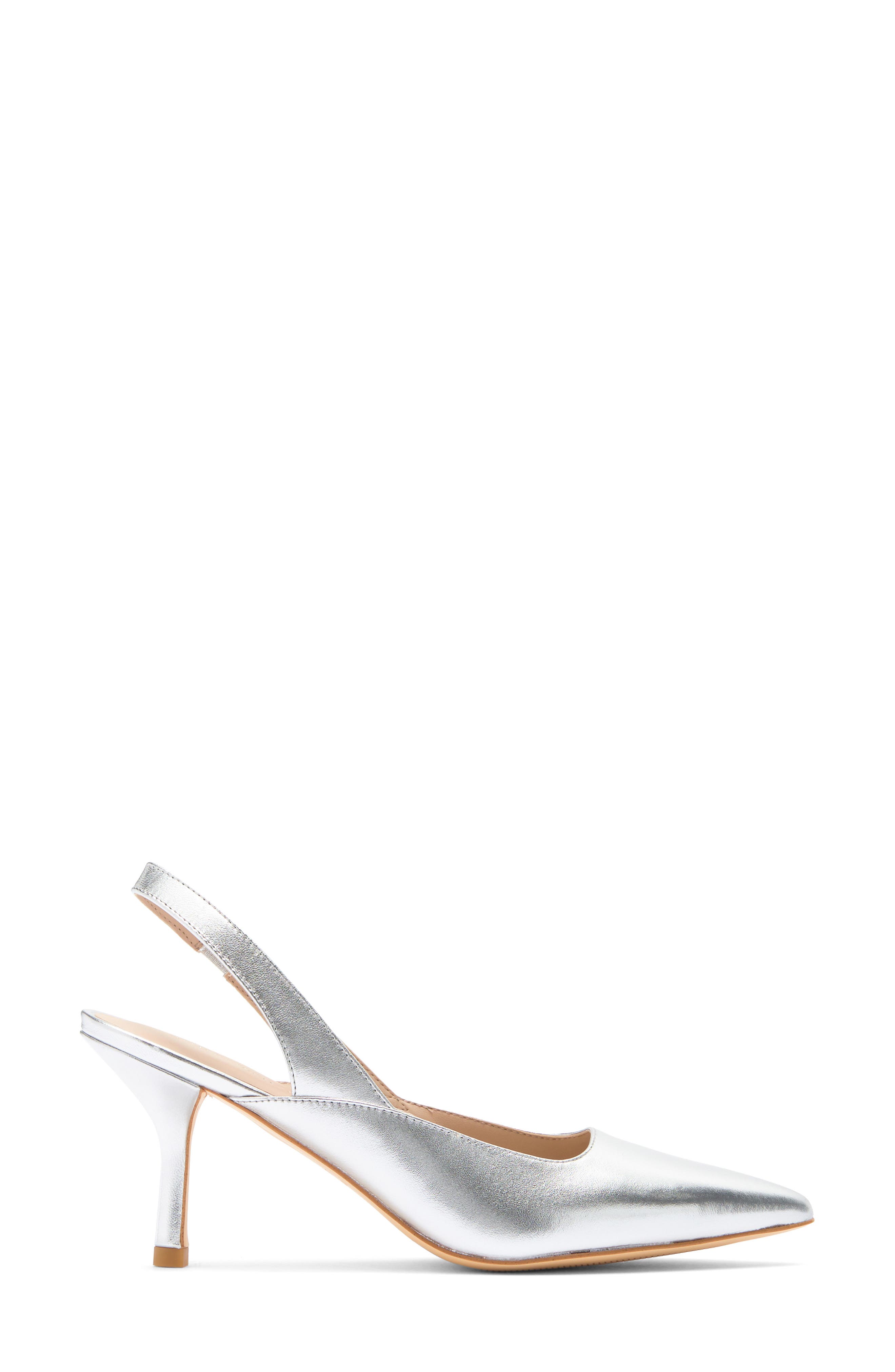 Stuart Weitzman Zuri Slingback Leather Pump, Alternate, color, Light Silver