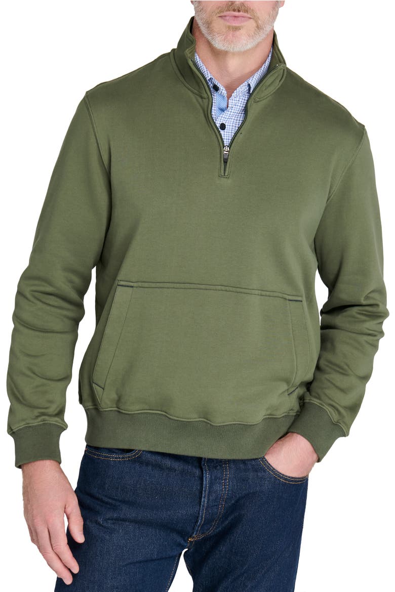 Slim Fit Windsor Brushed Fleece Quarter Zip Pullover, Main, color, OLIVE