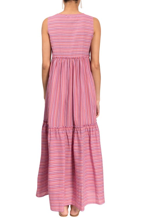 Everyday Ritual Brynleigh Sleeveless Maxi Coverup Dress In Verry Berry Stripe