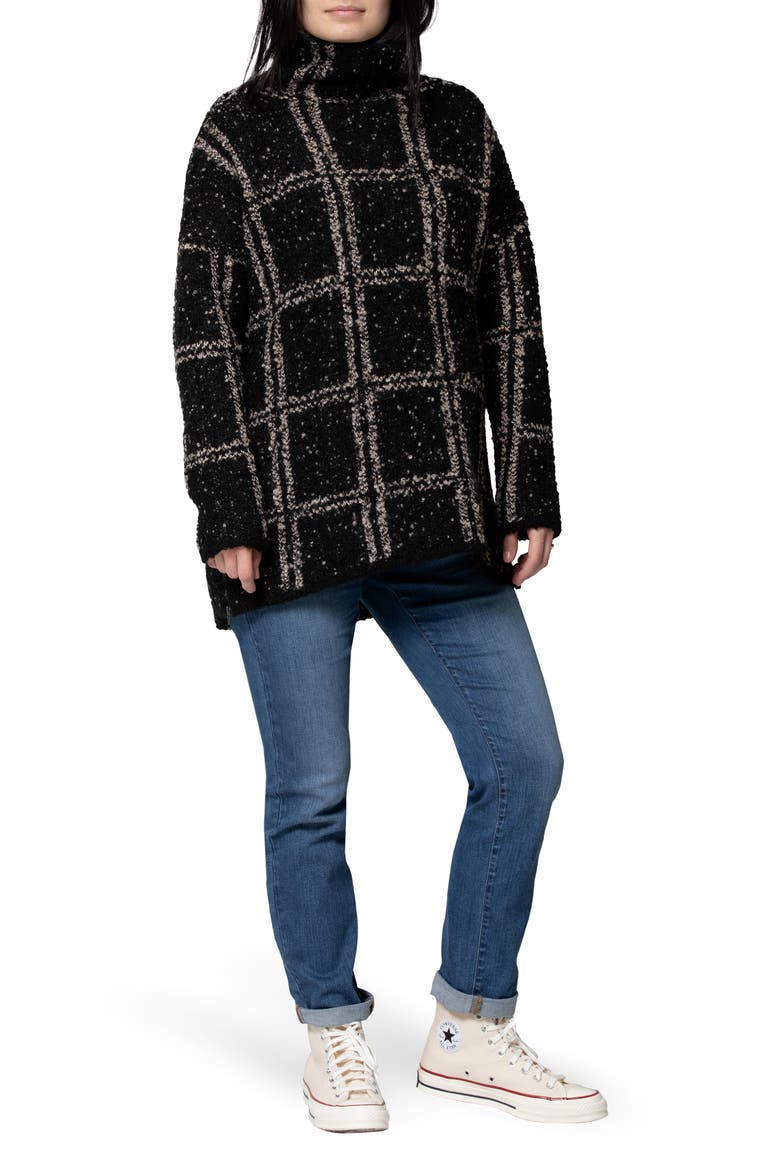Lia Check Maternity/Nursing Sweater, Alternate, color, BLACK WINDOWPANE