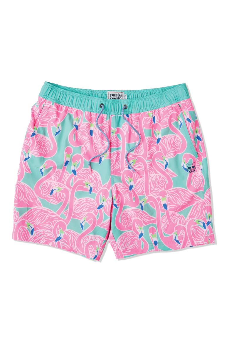Flockin' Aye Happy Hour 5-Inch Swim Trunks, Alternate, color, MINT GREEN