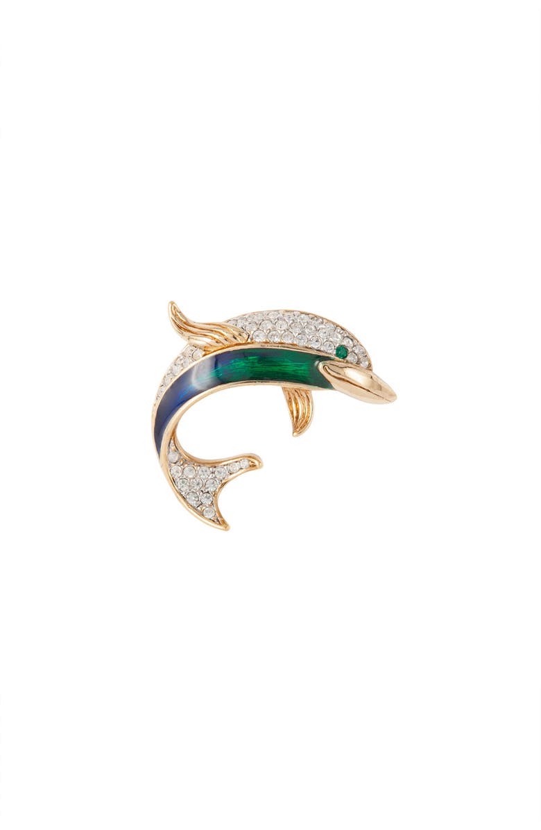 Susan Caplan 1980s Vintage Attwood & Sawyer Dolphin Brooch, Main, color, Dolphin