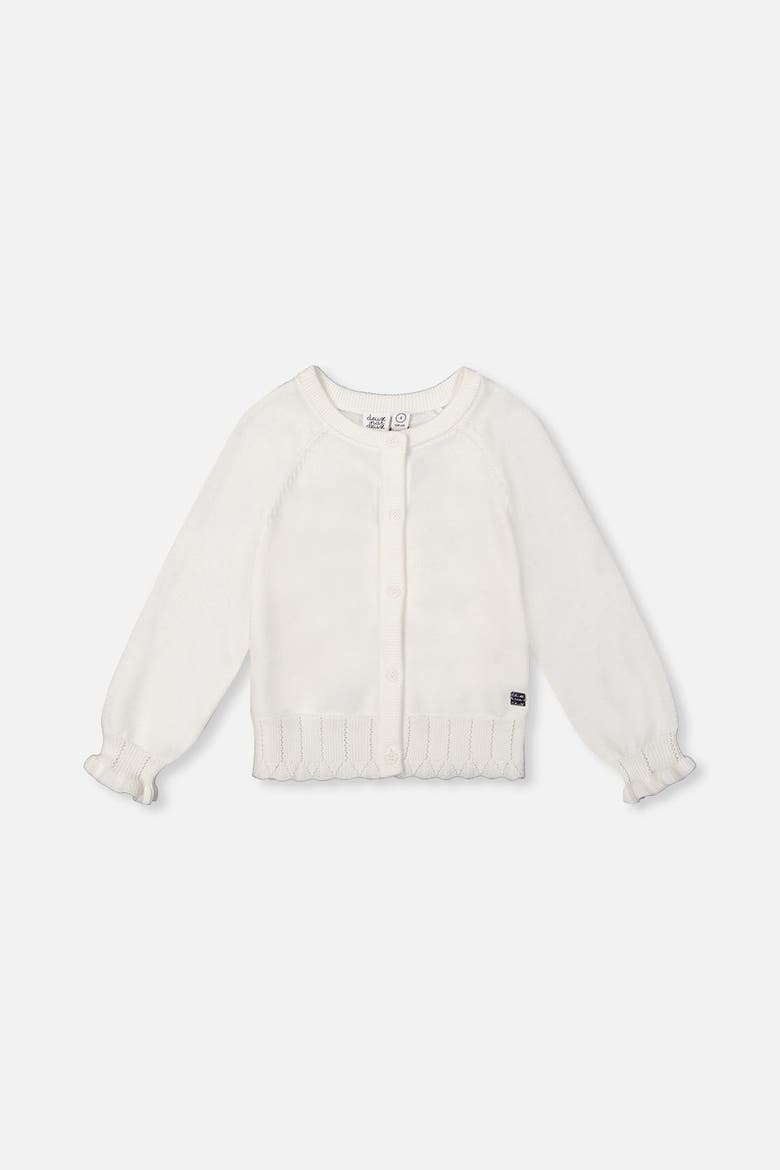 Knit Button-Front Scallop Ruffle Trim Cardigan, Main, color, Off-White