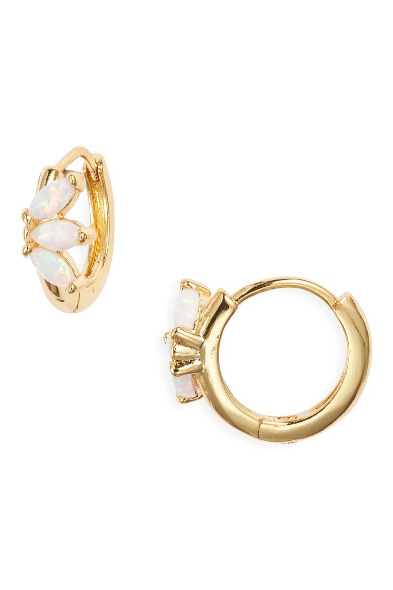 Opal Arc Huggie Hoop Earrings, Main, color, GOLD