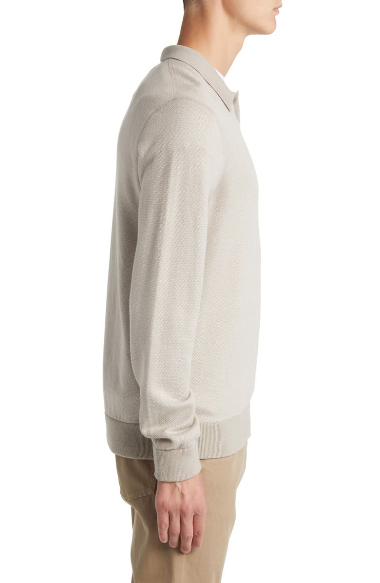 Vince Bird's Eye Wool Blend Johnny Collar Top, Alternate, color, Pumice Rock/ Pearl