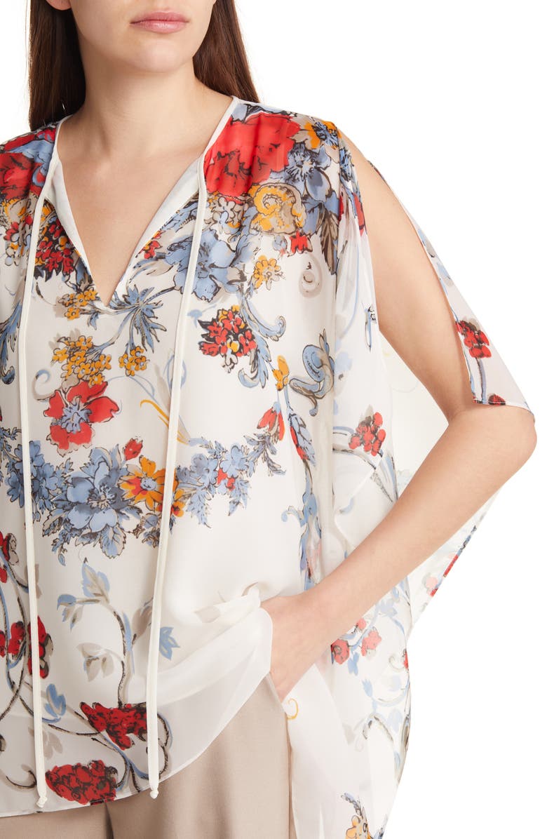 KOBI HALPERIN Alana Floral Print Split Sleeve Top, Alternate, color, 