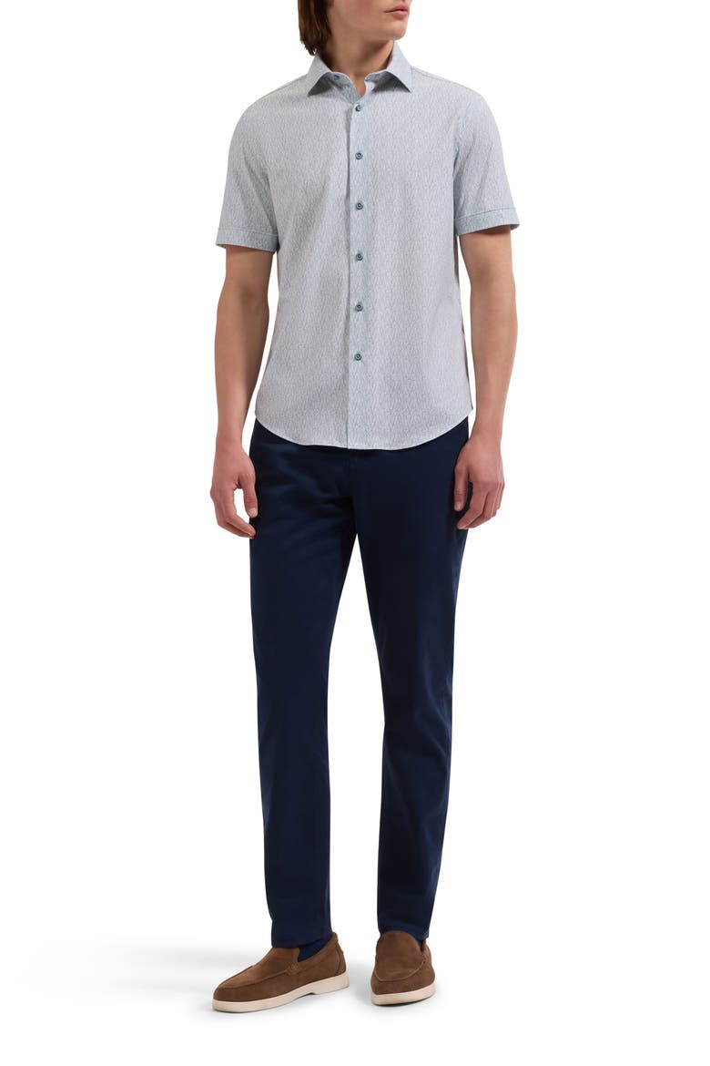 Miles OoohCotton® Print Short Sleeve Button-Up Shirt, Alternate, color, TEAL