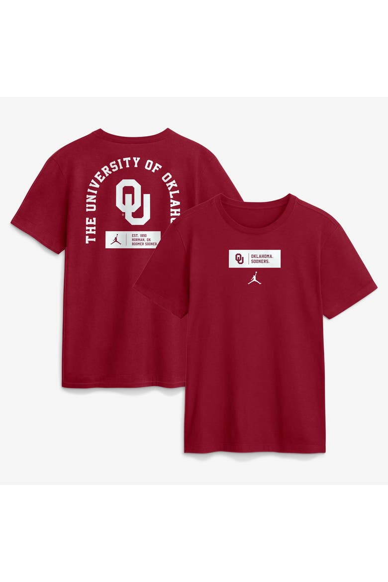 Men's Jordan Brand Crimson Oklahoma Sooners Primetime Crew T-Shirt, Main, color, Crimson