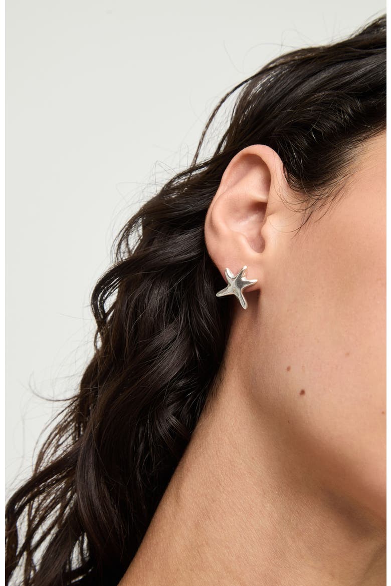 Small Silver-tone Star Earrings, Alternate, color, Silver