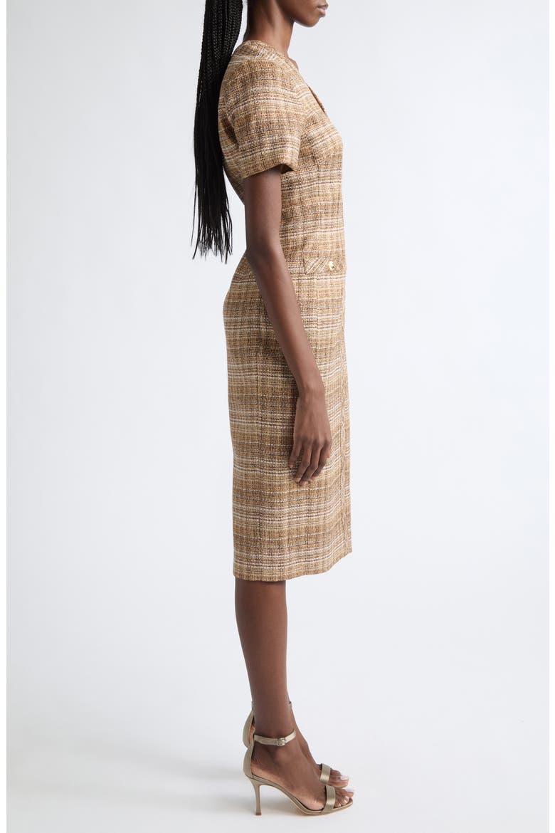 Artisanal Weave Tweed Midi Dress, Alternate, color, COPPER MULTI
