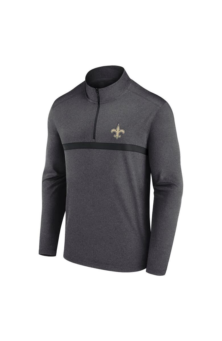 FANATICS Men's Fanatics  Heather Charcoal New Orleans Saints Head-to-Head Quarter-Zip Pullover, Alternate, color, 