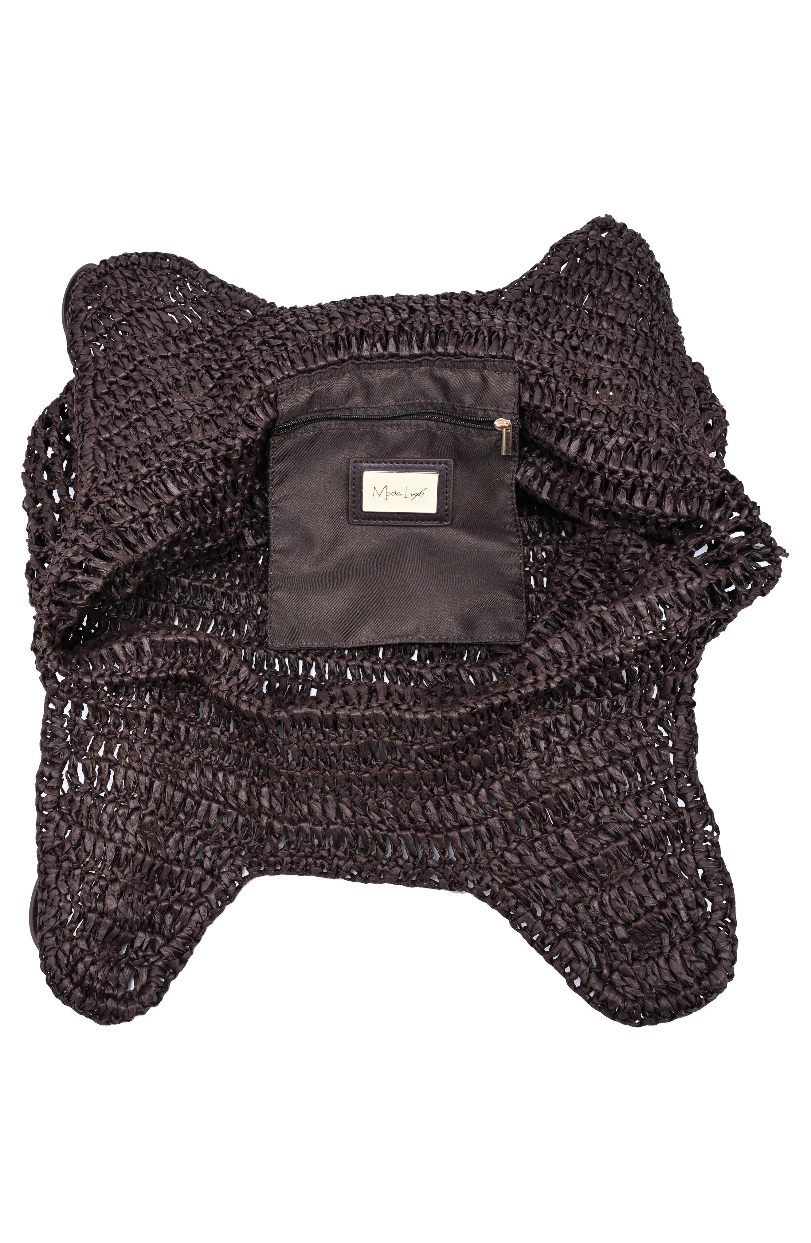 MODA LUXE Straw Tote, Alternate, color, Coffee