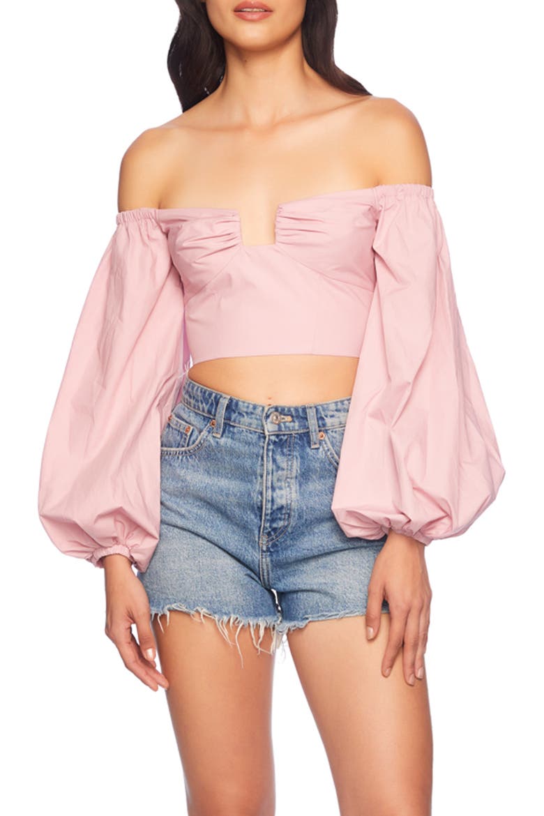Off-the-Shoulder Poplin Top, Main, color, COTTON CANDY