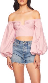 Susana Monaco Off-the-Shoulder Poplin Top