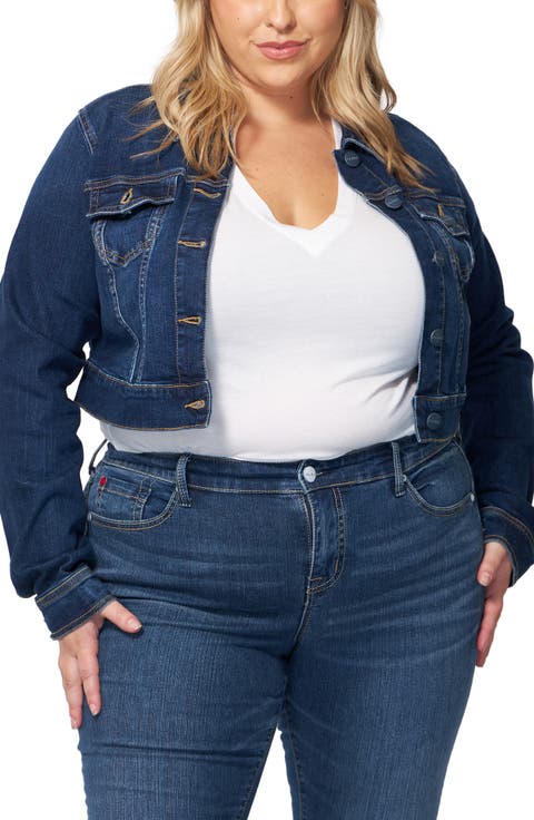 Crop Denim Jacket (Plus Size)