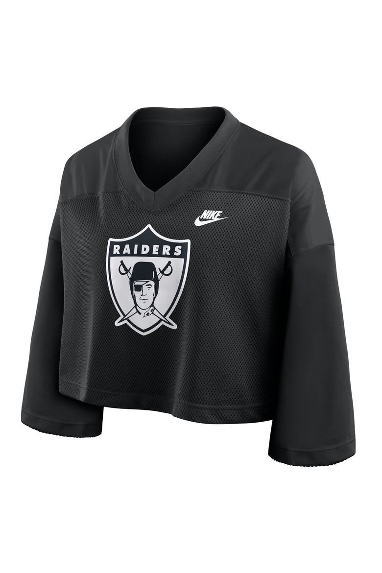 Women's Nike Black Las Vegas Raiders Rewind Cropped Mesh Dri-FIT Fashion Jersey, Alternate, color, Black