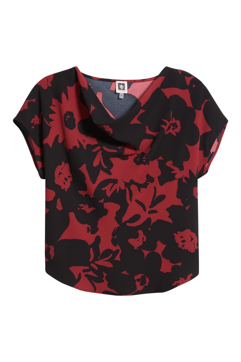 Floral Cowl Neck Top, Alternate, color, RUST/ANNE BLACK