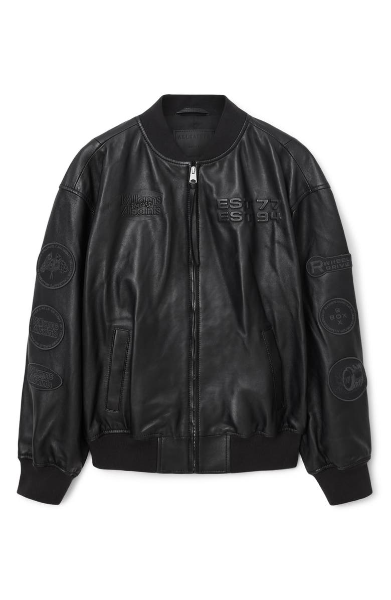 AllSaints Williams F1 Racing x AllSaints Belle Leather Bomber Jacket, Alternate, color, Black
