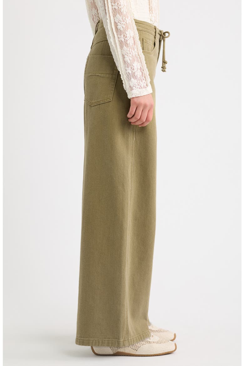 Drawstring High Waist Cotton Wide Leg Pants, Alternate, color, GREEN