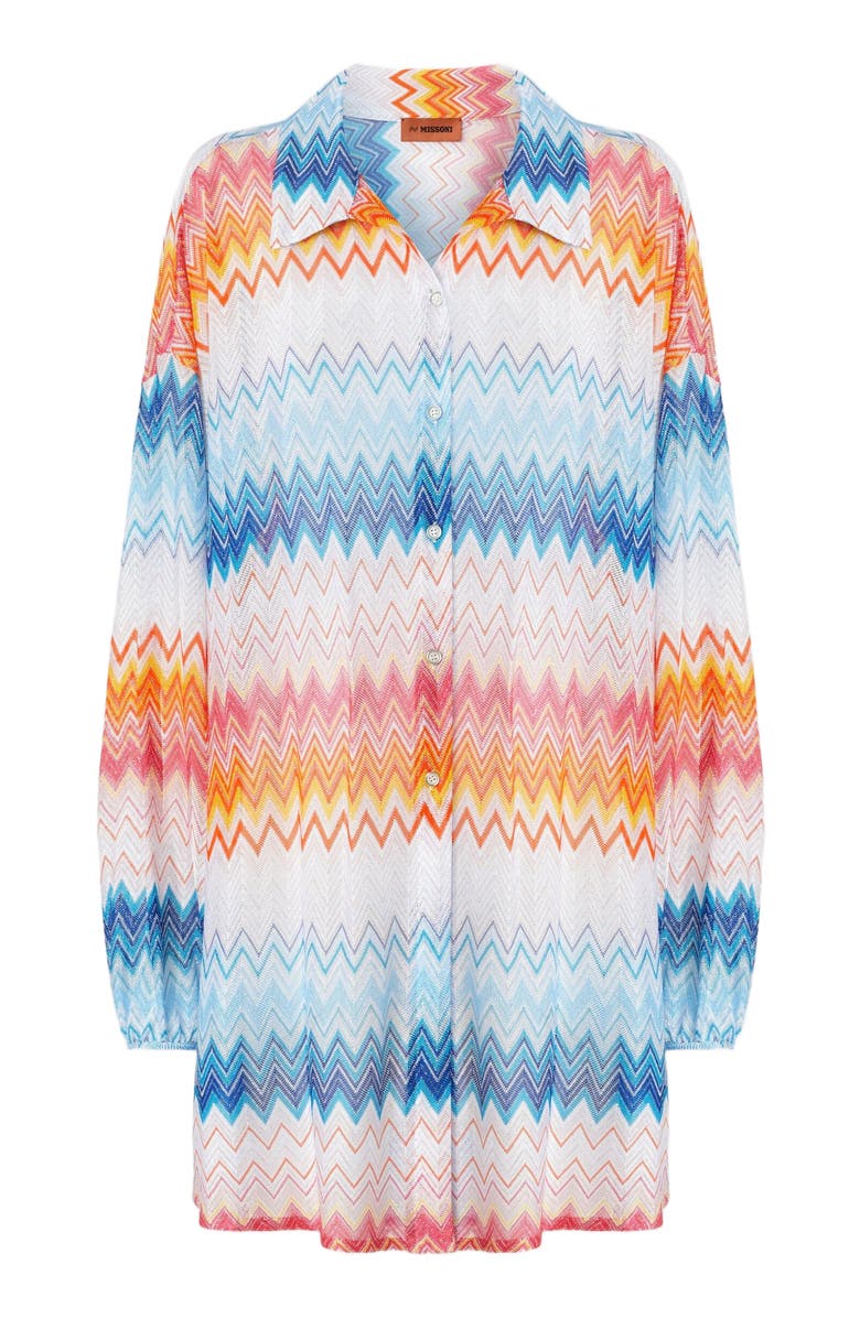 Missoni Oversized Shirt In Zig Zag Lamé Viscose Blend, Alternate, color, 