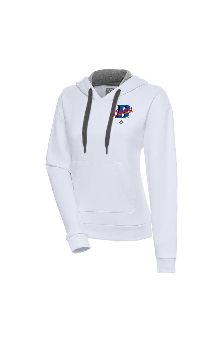 ANTIGUA Women's Antigua White Cleveland Buckeyes Victory Pullover Hoodie, Main, color,