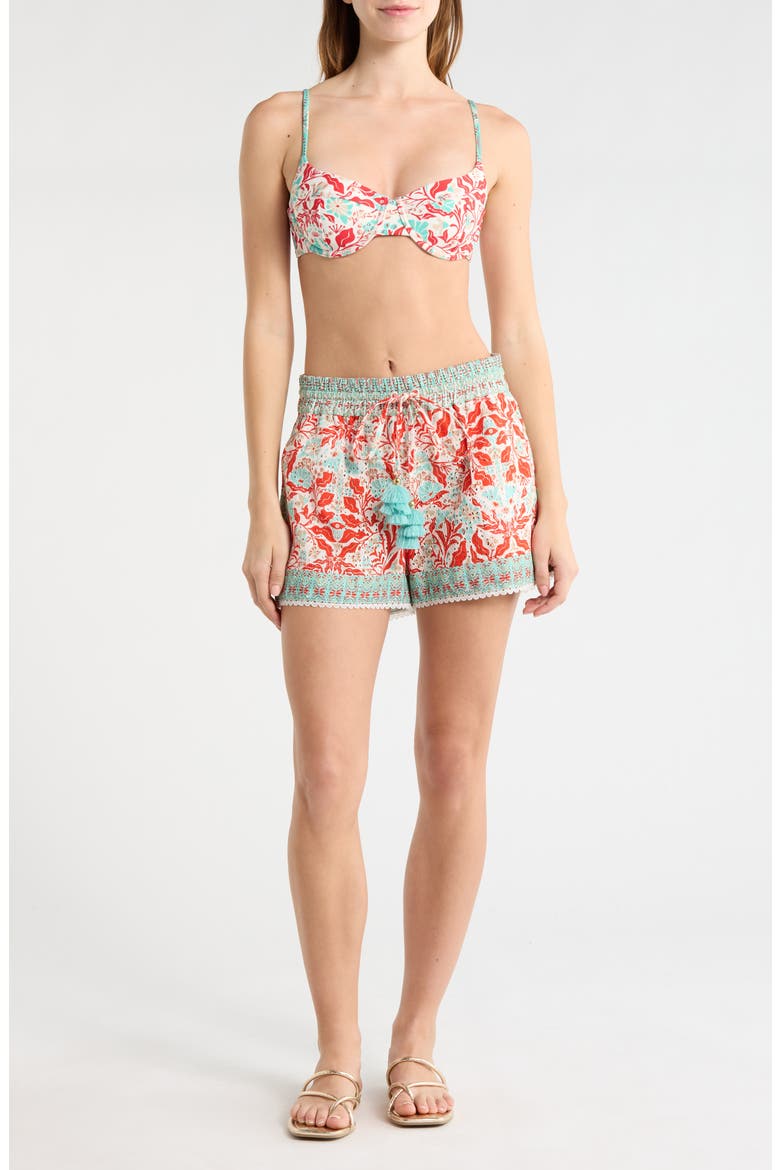 Marsha Print Cover-Up Shorts, Main, color, FLAME COMBO